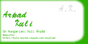 arpad kuli business card
