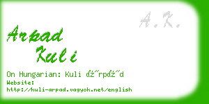 arpad kuli business card